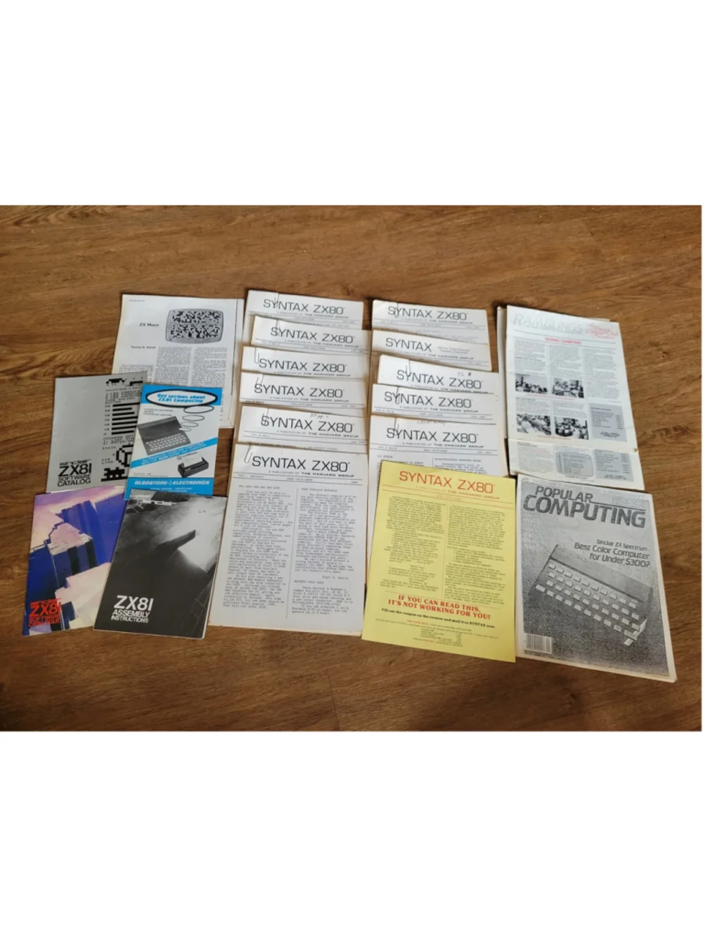 Vintage Sinclair ZX80 ZX81 Computer Paperwork Lot Syntax Newsletters Manuals